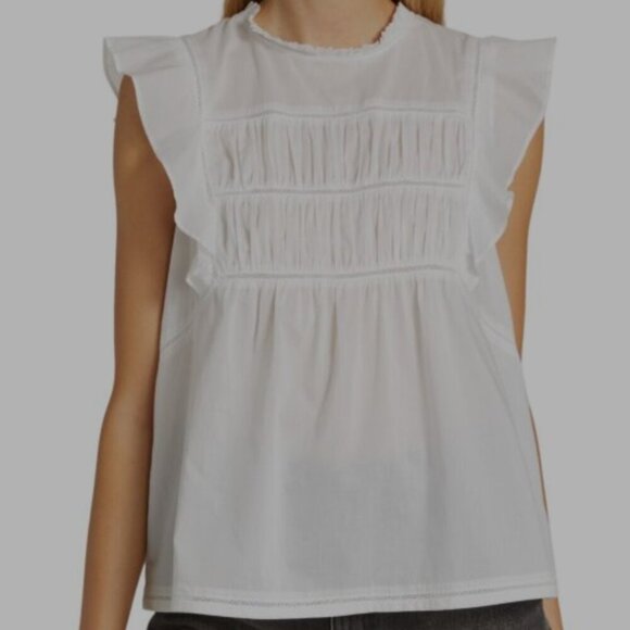 Rails Filemona Blouse Size M White 100% Cotton Short Sleeves - Picture 1 of 6